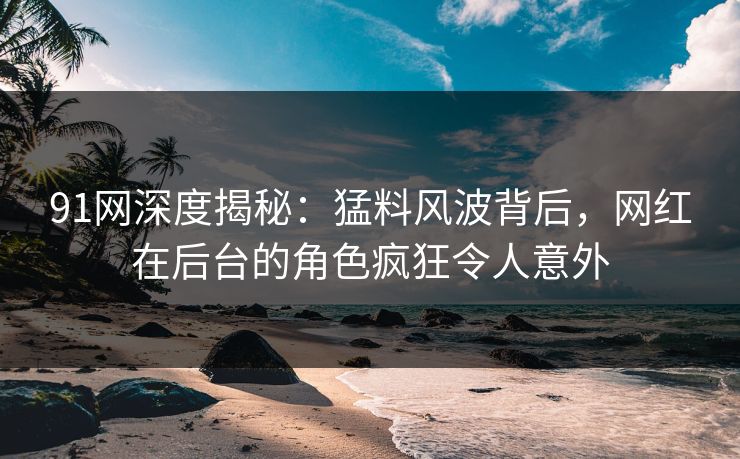 91网深度揭秘：猛料风波背后，网红在后台的角色疯狂令人意外