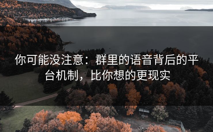 你可能没注意：群里的语音背后的平台机制，比你想的更现实