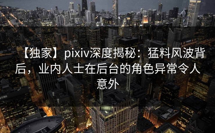 【独家】pixiv深度揭秘：猛料风波背后，业内人士在后台的角色异常令人意外