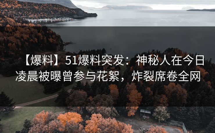 【爆料】51爆料突发：神秘人在今日凌晨被曝曾参与花絮，炸裂席卷全网